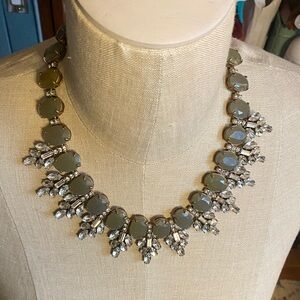 J. Crew Gray and Rhinestone Brass Statement Necklace